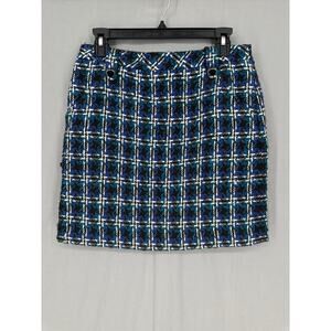 Loft Skirt Womens 2 Blue Plaid Tweed Mini Academia Preppy Grunge Capsule Boho